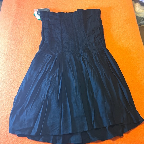 Black linen blend corset like tube short dress with removable straps NWT - Picture 9 of 13